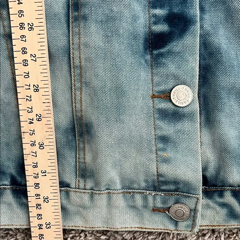 Like New! Thrill Denim Jacket with Light Pink Removable Faux Fur Collar in L